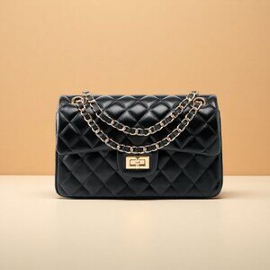 Elegant Black Quilted Shoulder Bag